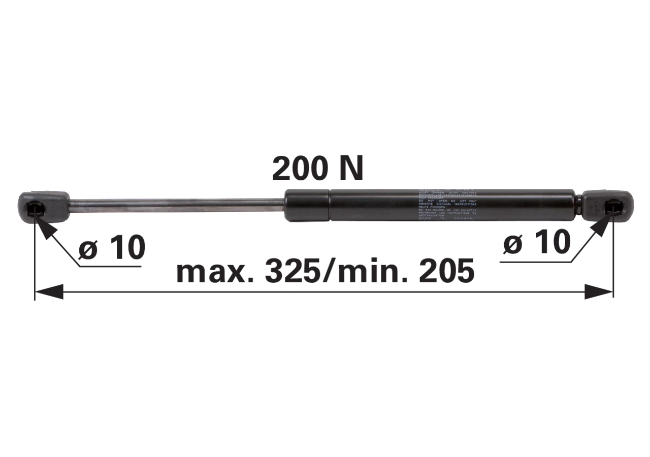 Stabilus Gasdruckfeder 200 N, Länge 325 mm – Ersatz für Claas 6005014318 Stabilus