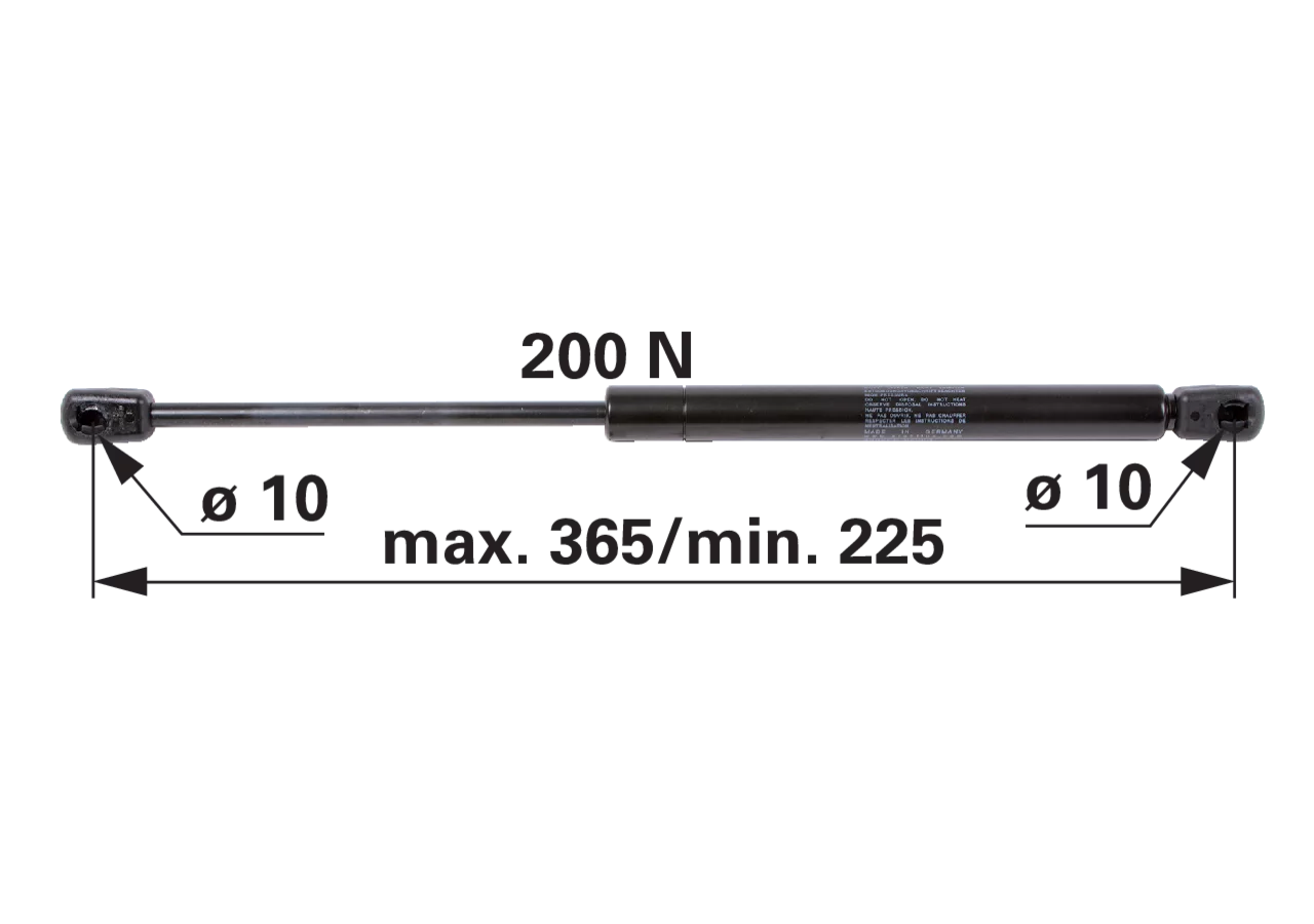 Stabilus Gasdruckfeder 200 N – Länge 365 mm – passend für Claas 6005022224 Stabilus