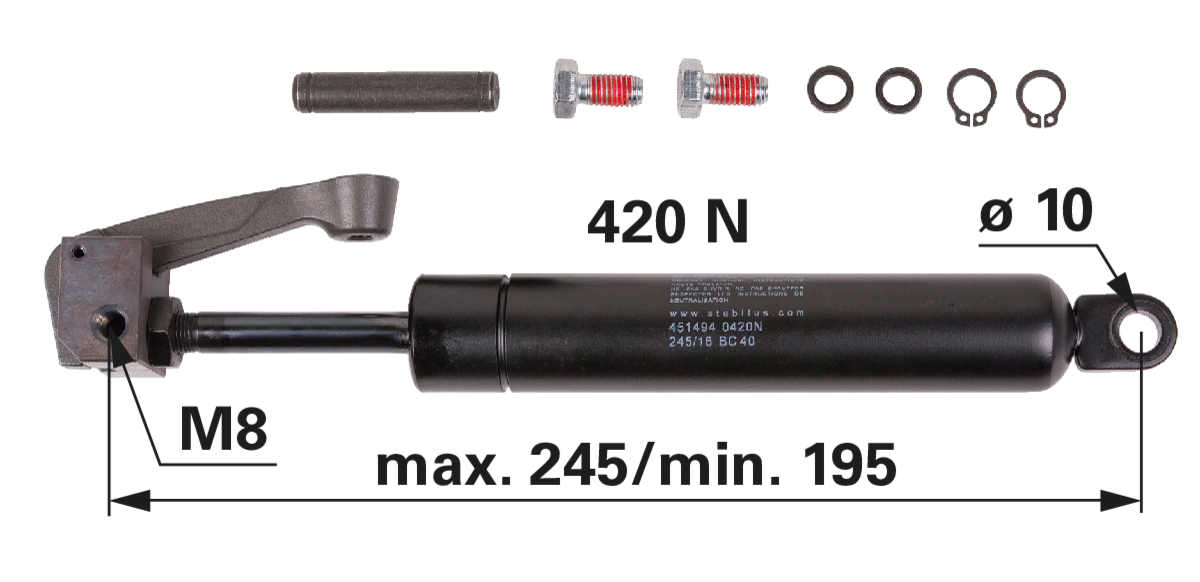 Gasdruckfeder für Lenksäule anstelle von CNH 82036016 GartenShop24 - Hochwertige Gartengeräte