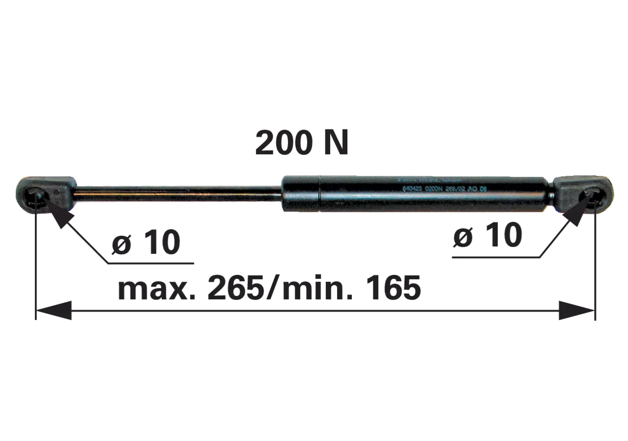 Gasdruckfeder für Türe 200 N Länge 265 mm anstelle von SLH 0.008.2737.3 GartenShop24 - Hochwertige Gartengeräte