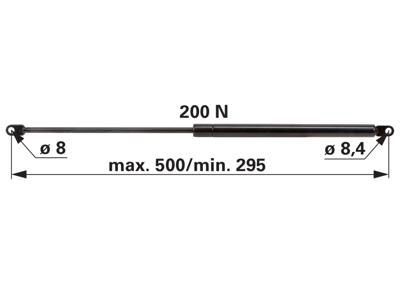 Stabilus Gasdruckfeder 200 N, Länge 500 mm – passend für Massey Ferguson 3103255M1 Stabilus