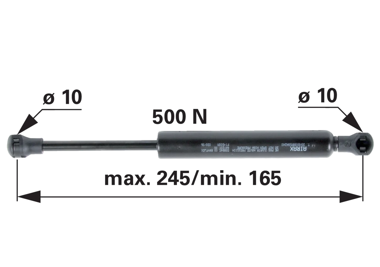 Gasdruckfeder für Türe, Druckkraft 500 N, Länge 245 mm GartenShop24 - Hochwertige Gartengeräte