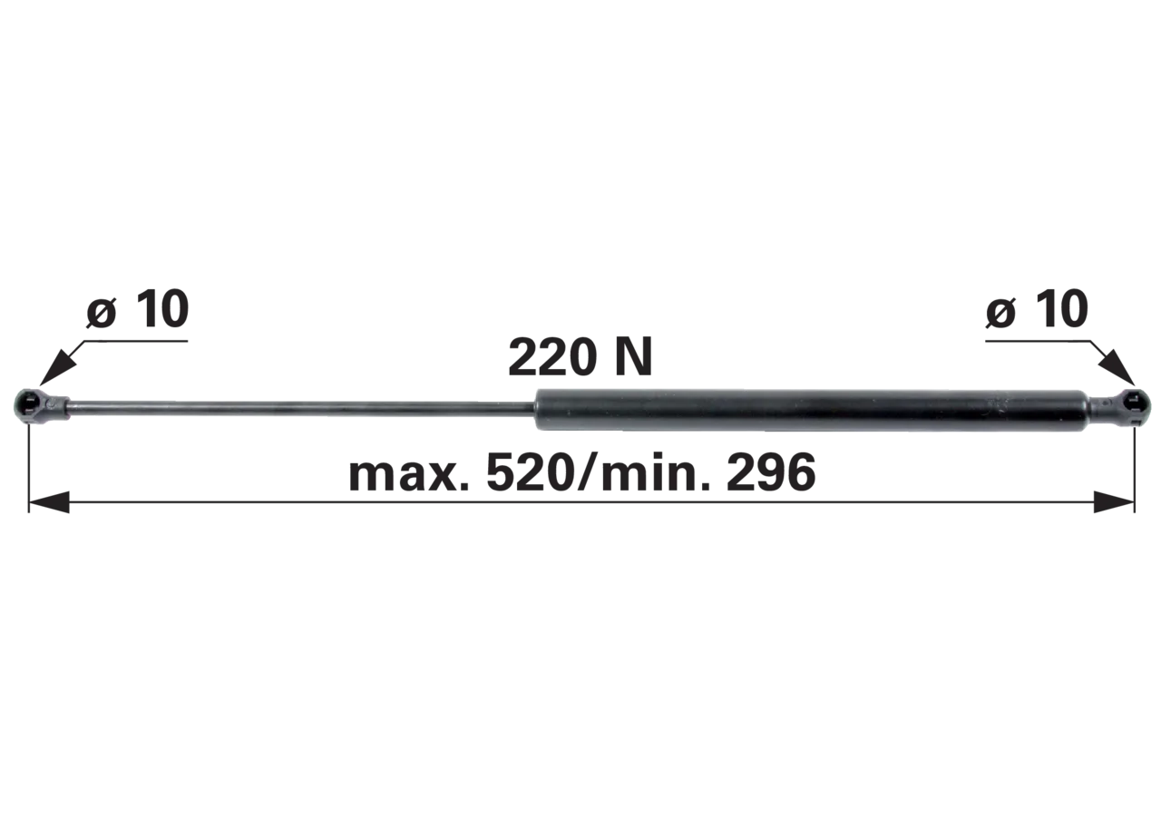 Gasdruckfeder für Türe, Länge 520 mm, Druckkraft 200 N GartenShop24 - Hochwertige Gartengeräte
