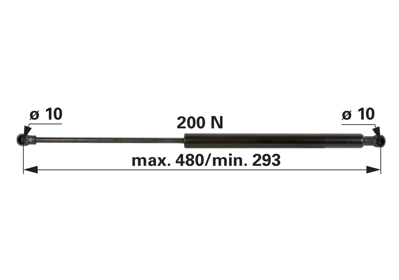 Stabilus Gasdruckfeder für Türe 200 N Länge 480 mm Stabilus