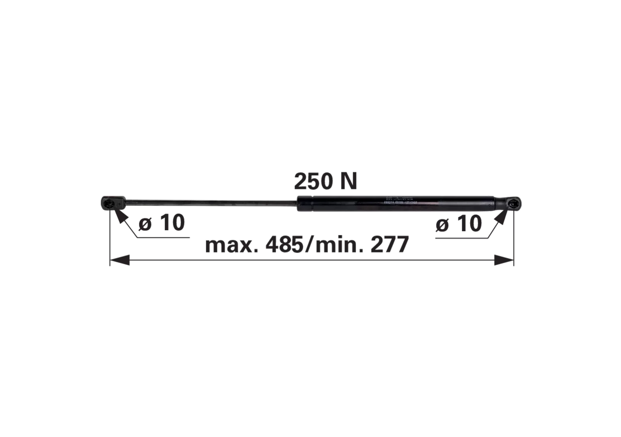 Stabilus Gasdruckfeder für Heckscheibe, 250 N, 485 mm passend zu Claas Stabilus