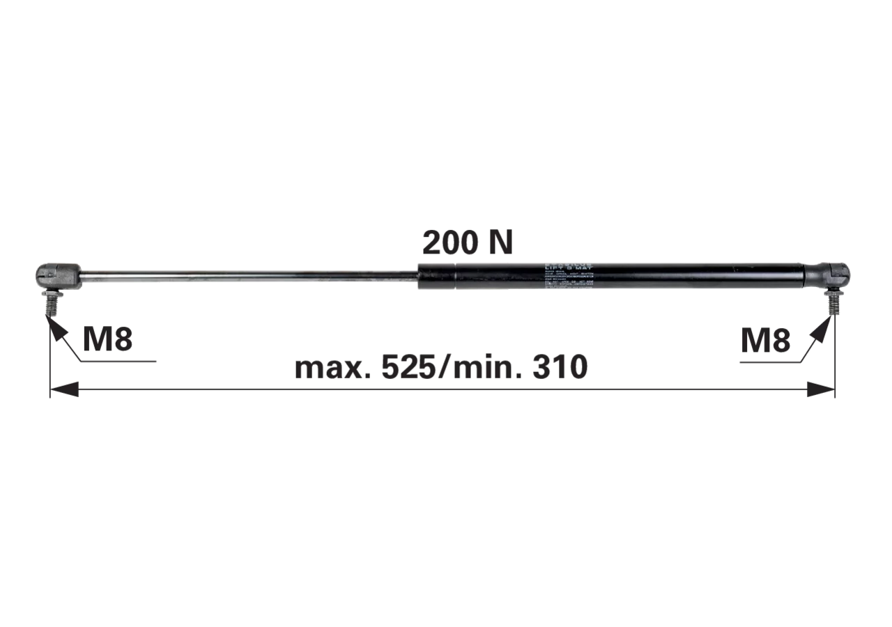Stabilus Gasdruckfeder für Heckscheibe anstelle von Valtra V37466100 Stabilus