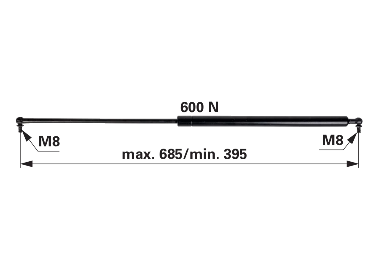 Stabilus Gasdruckfeder für Motorhaube anstelle von Lindner 3009902 Stabilus