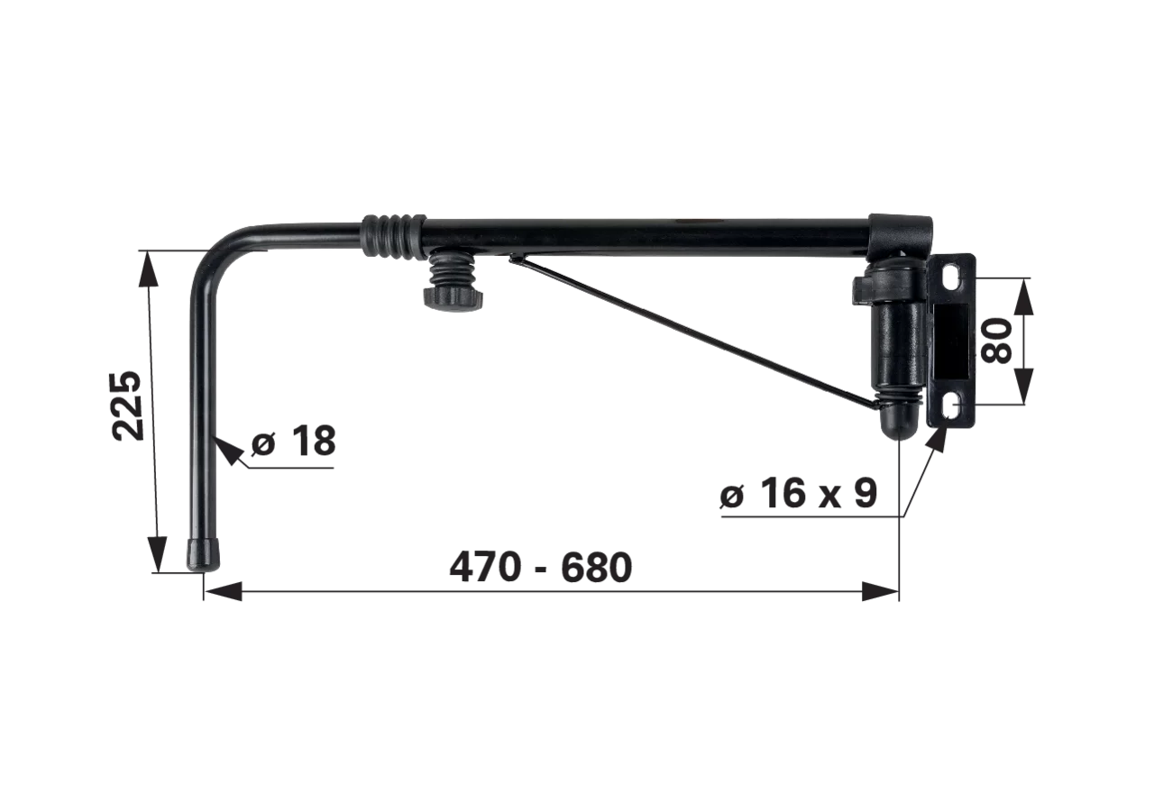 Teleskop-Spiegelhalter links, Länge 470-680 mm GartenShop24 - Hochwertige Gartengeräte