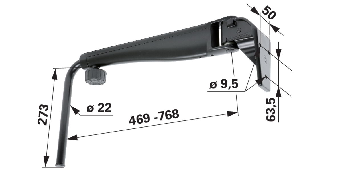 Teleskopspiegelhalter links Raststellung 30 Grad Stange 22 mm anstelle von Case IH 376953A1 GartenShop24 - Hochwertige Gartengeräte
