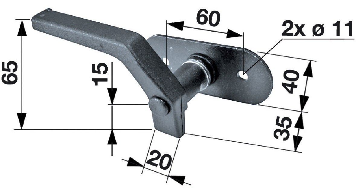 Fensterverschluss links Lochabstand 60 mm ø 11 mm GartenShop24 - Hochwertige Gartengeräte