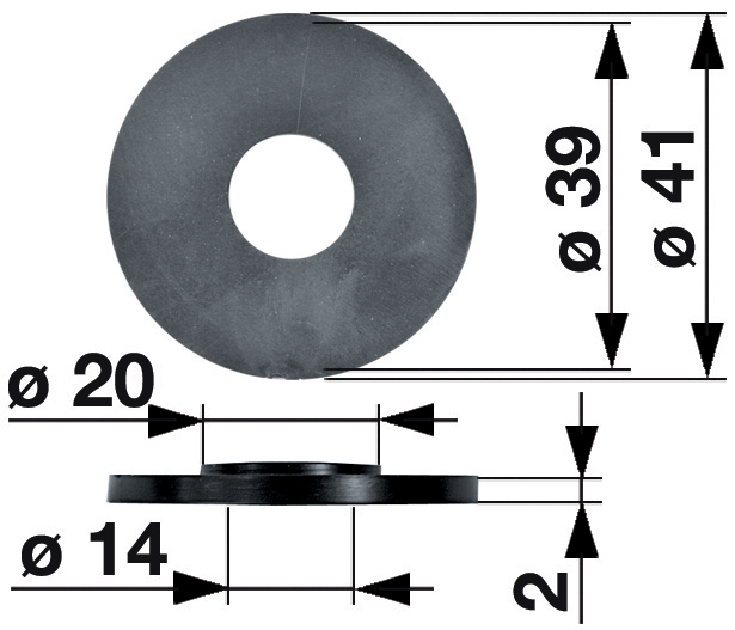 Dichtung PVC – Außendurchmesser 41 mm, Innendurchmesser 14 mm, Stärke 2 mm GartenShop24 - Hochwertige Gartengeräte
