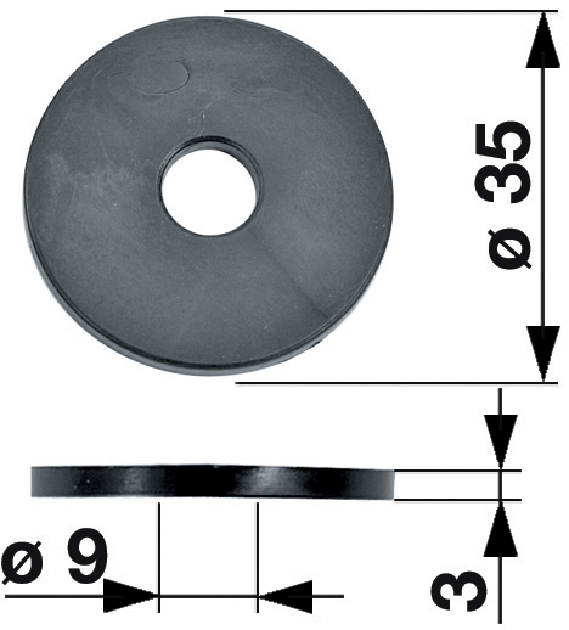 Dichtung PVC – Außendurchmesser 35 mm, Stärke 3 mm, Innendurchmesser 9 mm GartenShop24 - Hochwertige Gartengeräte