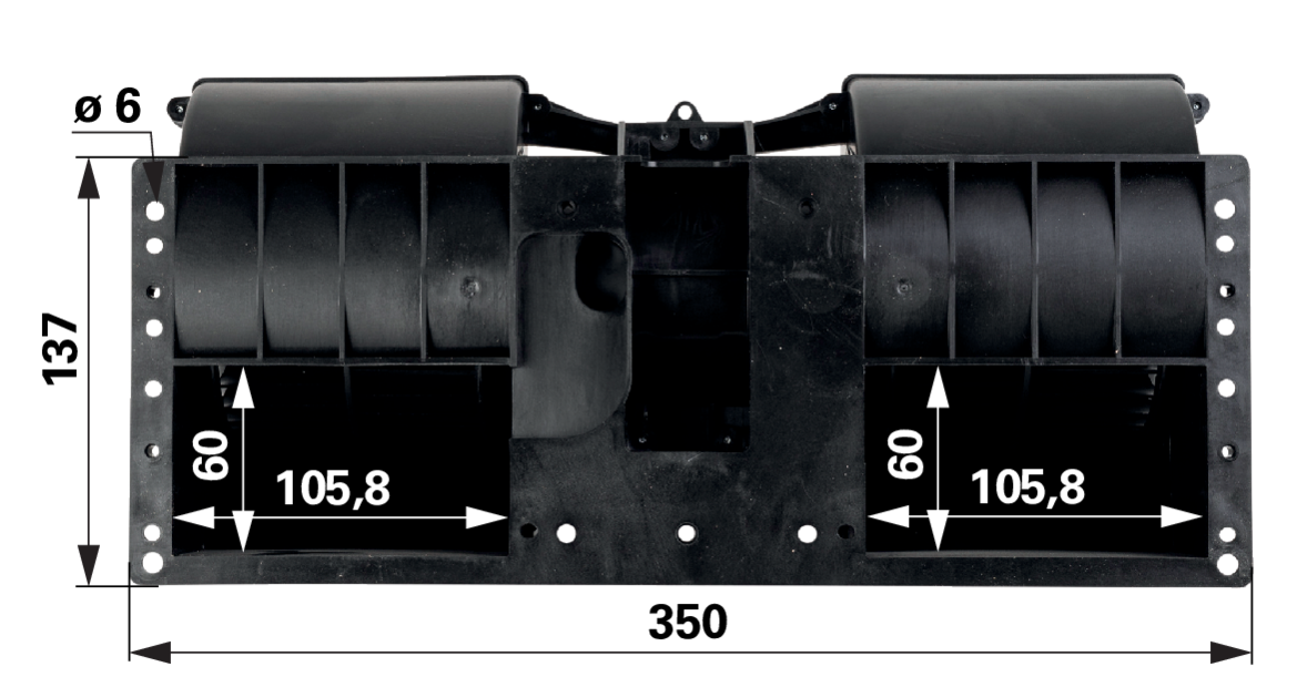 Lüftermotor mit Gehäuse komplett 12 V anstelle von CNH 87663955 GartenShop24 - Hochwertige Gartengeräte