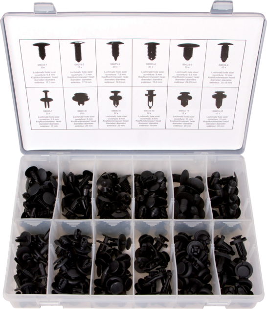 Sortiment Clip-Befestigung S8033 – 20 x Ø 6,3 x 17,0 mm GartenShop24 - Hochwertige Gartengeräte