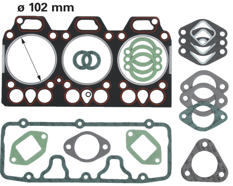 Zylinderkopfdichtsatz Durchmesser 102 mm mit Tropfenform anstelle von Steyr 1307010702 GartenShop24 - Hochwertige Gartengeräte