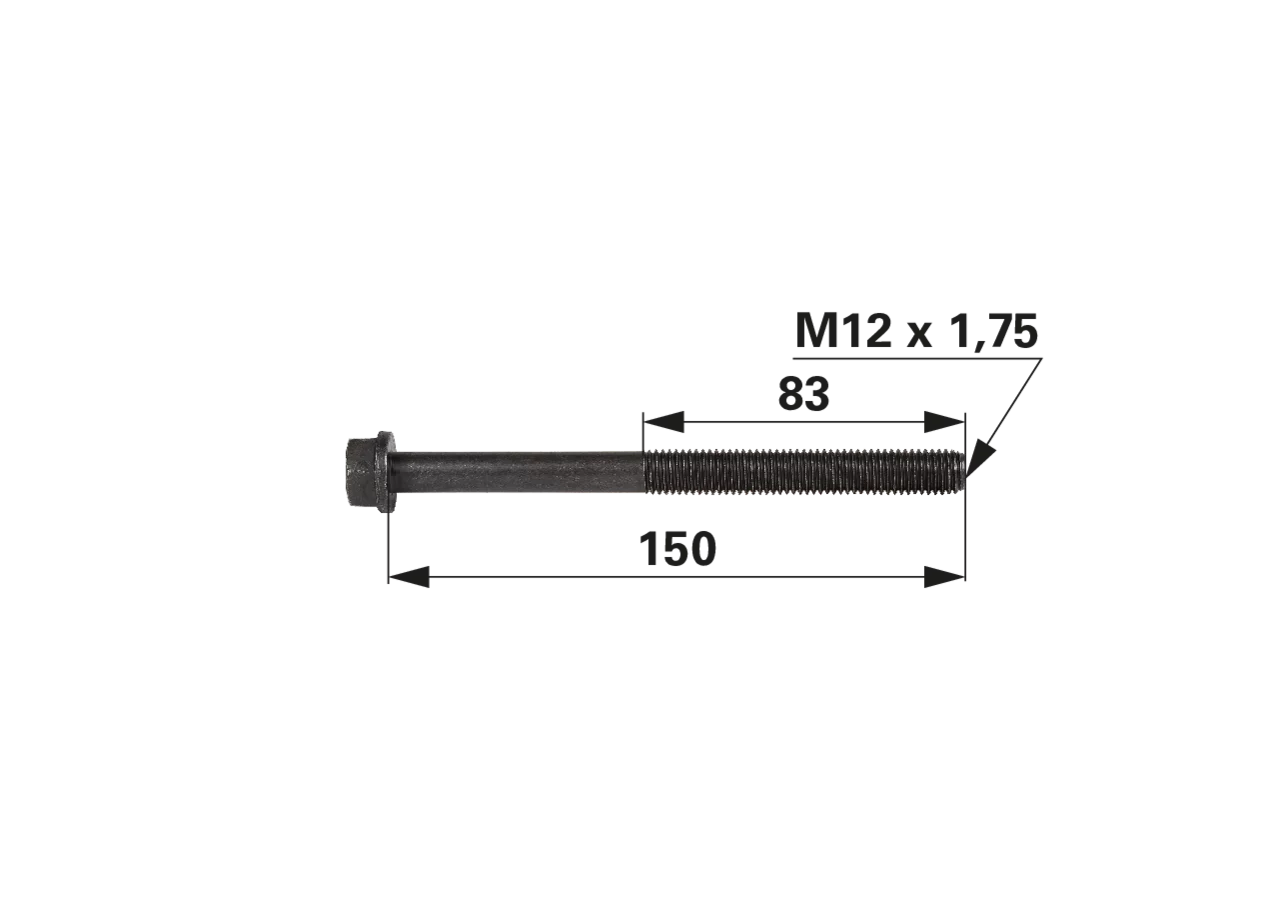 Zylinderkopfschraube M12 x 1,75 – 150 mm, Güte 10.9, anstelle von CNH 4891025 GartenShop24 - Hochwertige Gartengeräte