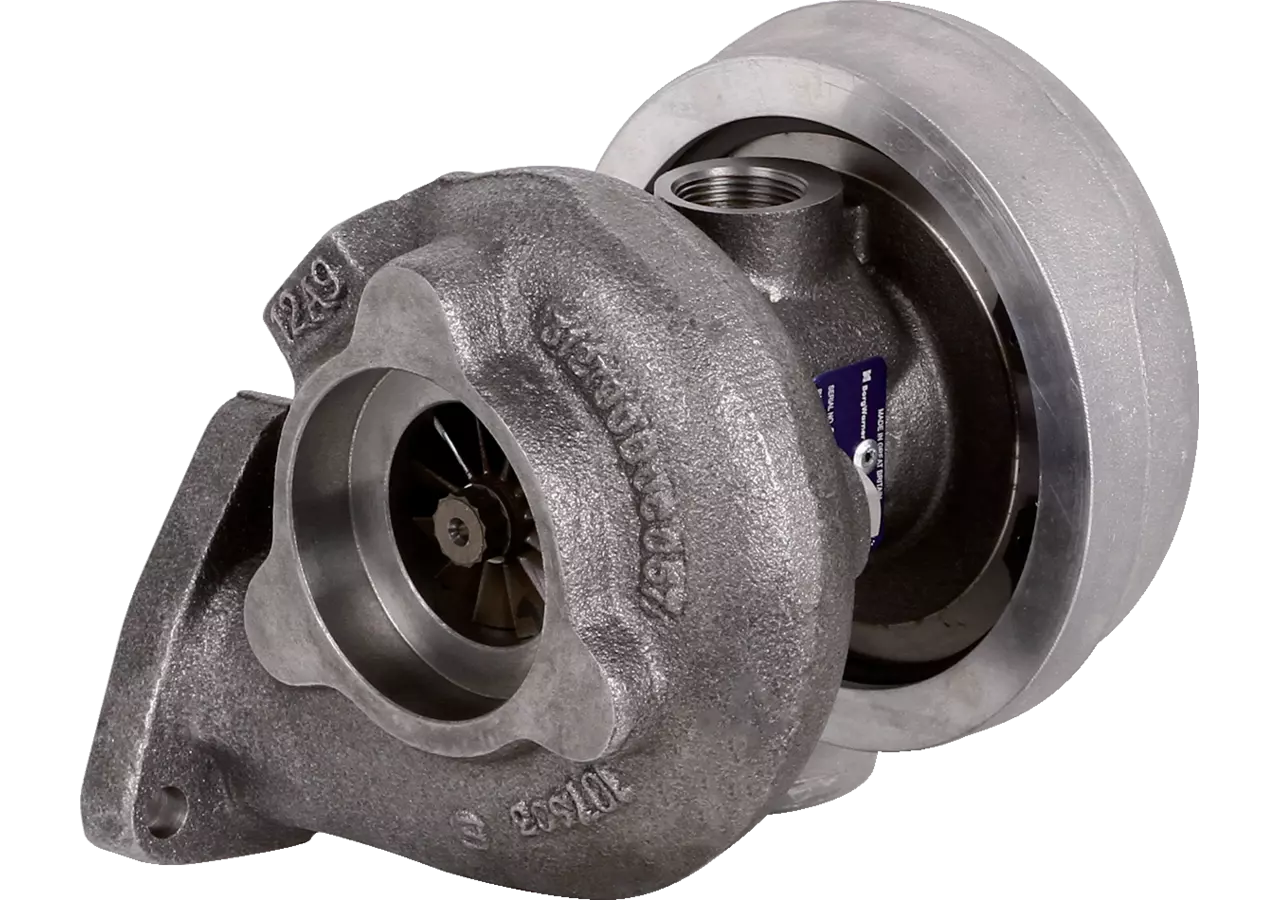 BorgWarner Turbolader für Perkins-Motor – OHNE Innengewinde seitlich für Anschluss Auspufftopf BorgWarner