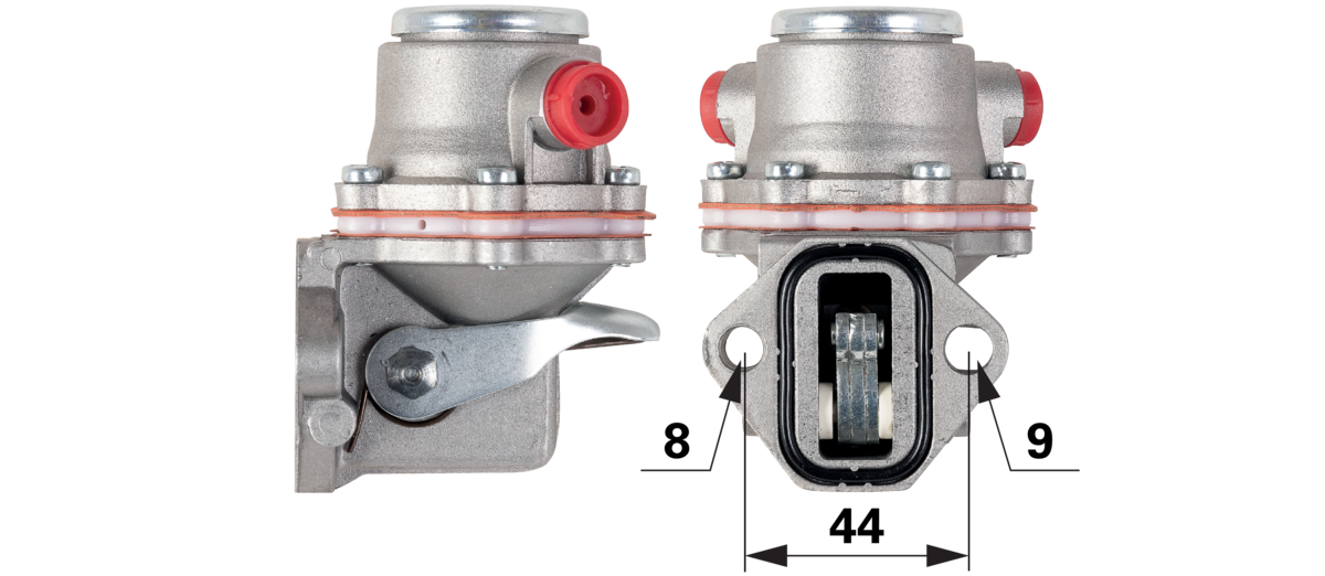 Kraftstoffpumpe passend zu Lombardini mit Dichtring Lochabstand (LA) 44 mm GartenShop24 - Hochwertige Gartengeräte