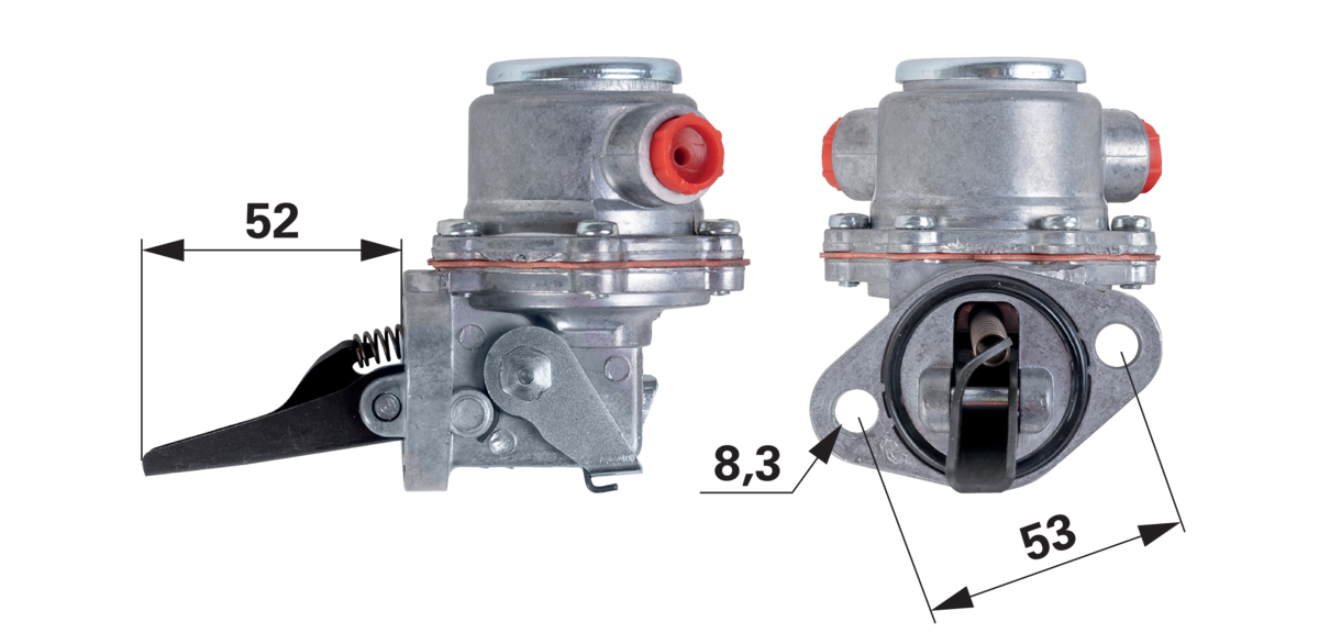 Kraftstoffpumpe mit 2 Löchern und Dichtring anstelle von Fendt F278201710400 GartenShop24 - Hochwertige Gartengeräte