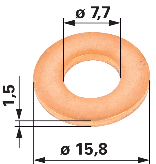 Einspritzdüsendichtung 7,7 x 15,8 x 1,5 mm – Ersatz für Perkins 3311A011 GartenShop24 - Hochwertige Gartengeräte
