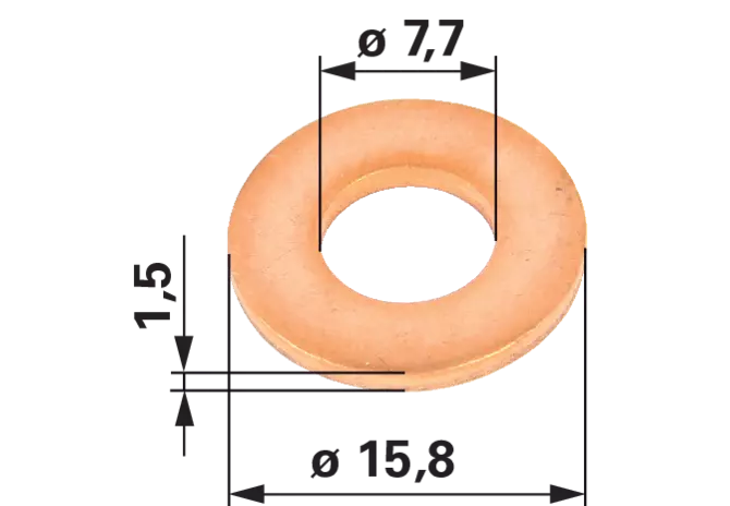 Einspritzdüsendichtung 7,7 x 15,8 x 1,5 mm – Ersatz für Perkins 3311A011 GartenShop24 - Hochwertige Gartengeräte