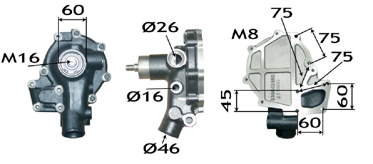 Wasserpumpe mit Dichtung anstelle von Steyr 162084060704 GartenShop24 - Hochwertige Gartengeräte