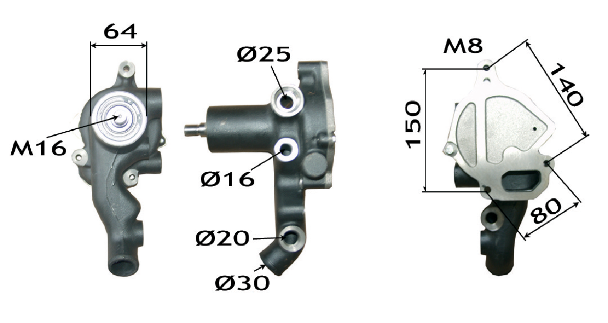 Wasserpumpe anstelle von Steyr 162000060735 mit Dichtung und 2 O-Ringen GartenShop24 - Hochwertige Gartengeräte