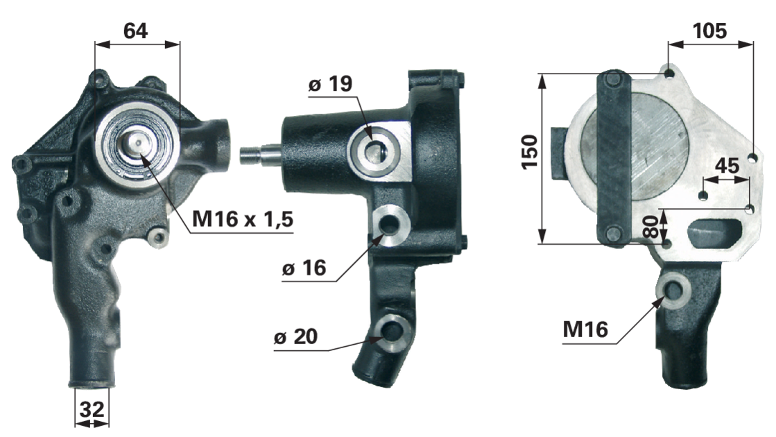 Wasserpumpe anstelle von Steyr 354190A1 mit Dichtung und 2 O-Ringen GartenShop24 - Hochwertige Gartengeräte