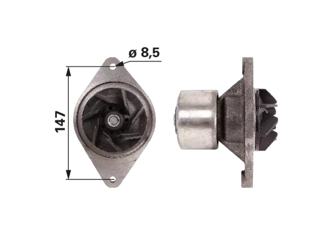 Wasserpumpe anstelle von CNH 2854835 mit Dichtring GartenShop24 - Hochwertige Gartengeräte
