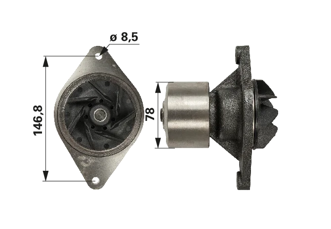 Wasserpumpe mit Dichtung anstelle von Claas 0011495801 GartenShop24 - Hochwertige Gartengeräte