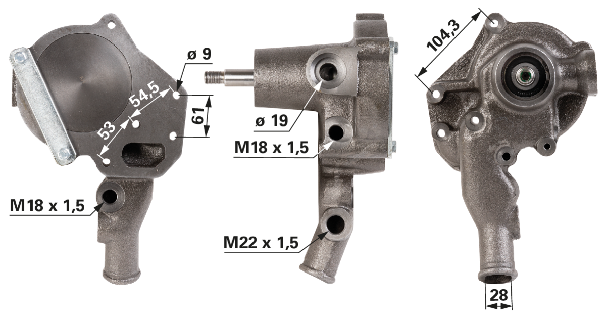 Wasserpumpe anstelle von Fendt V836766976 mit Dichtung GartenShop24 - Hochwertige Gartengeräte