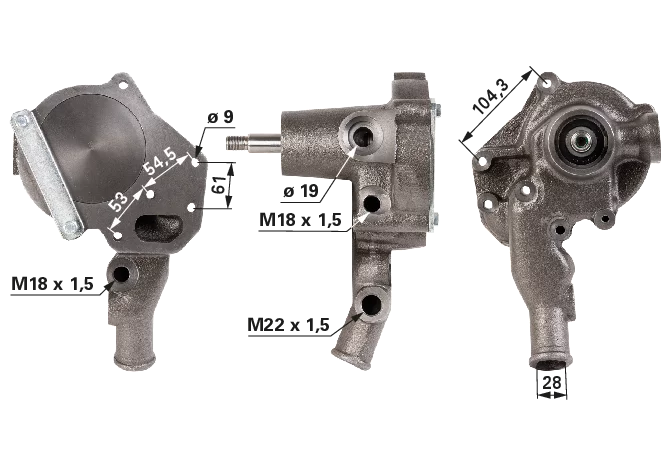 Wasserpumpe anstelle von Fendt V836766976 mit Dichtung GartenShop24 - Hochwertige Gartengeräte