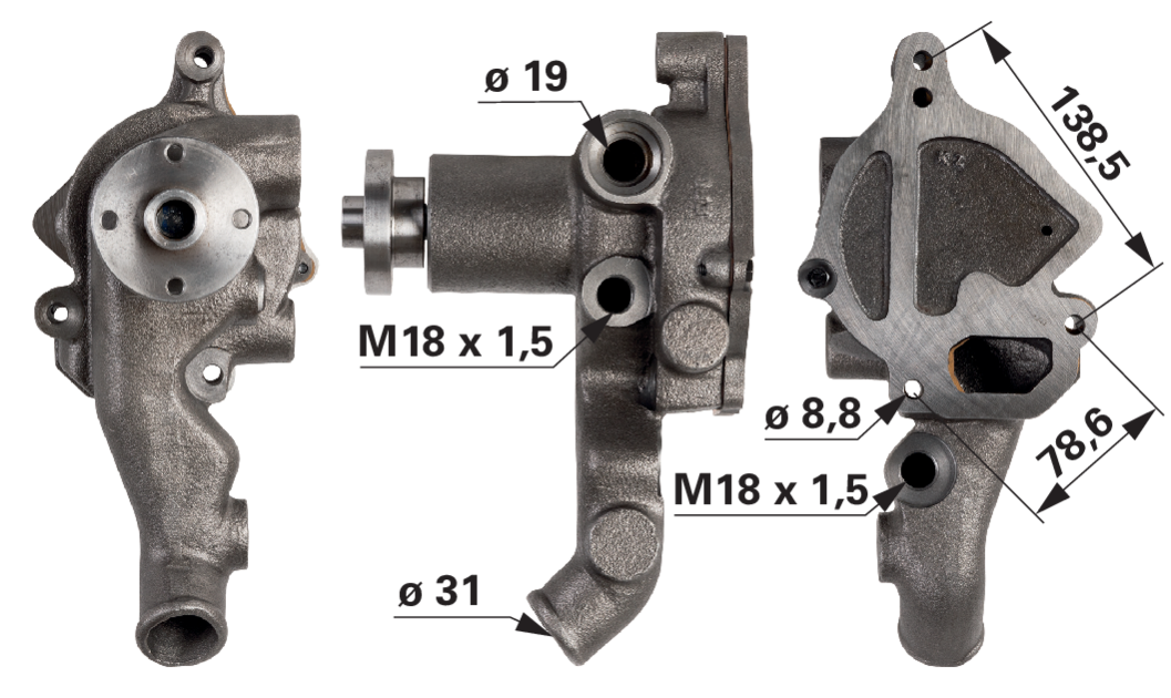 Wasserpumpe mit Dichtung anstelle von Valtra V836647817 GartenShop24 - Hochwertige Gartengeräte