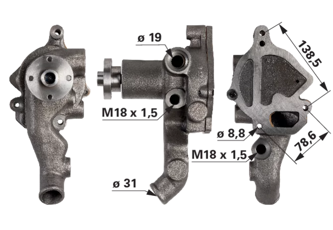Wasserpumpe mit Dichtung anstelle von Valtra V836647817 GartenShop24 - Hochwertige Gartengeräte