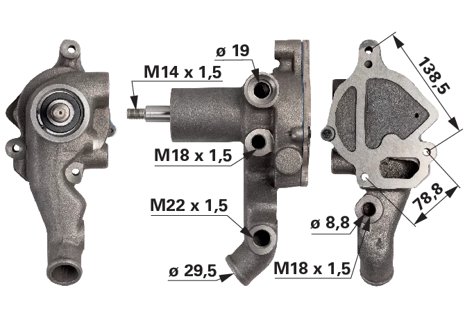 Wasserpumpe mit Dichtung anstelle von Valtra V836747847 GartenShop24 - Hochwertige Gartengeräte