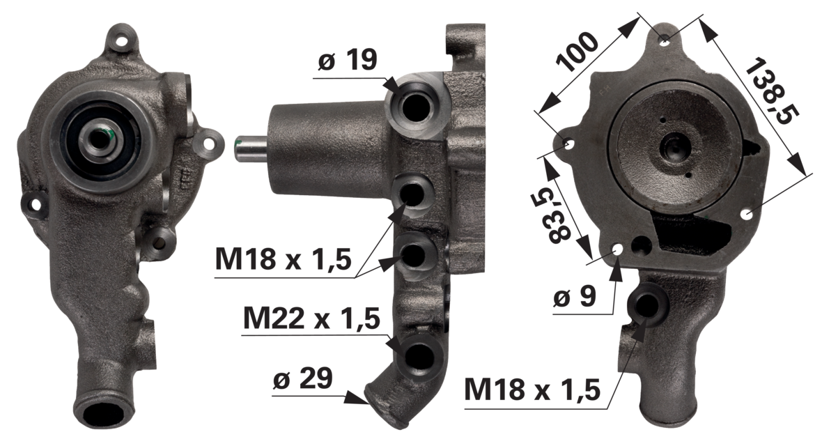 Wasserpumpe mit Dichtung anstelle von Valtra V836764215 GartenShop24 - Hochwertige Gartengeräte