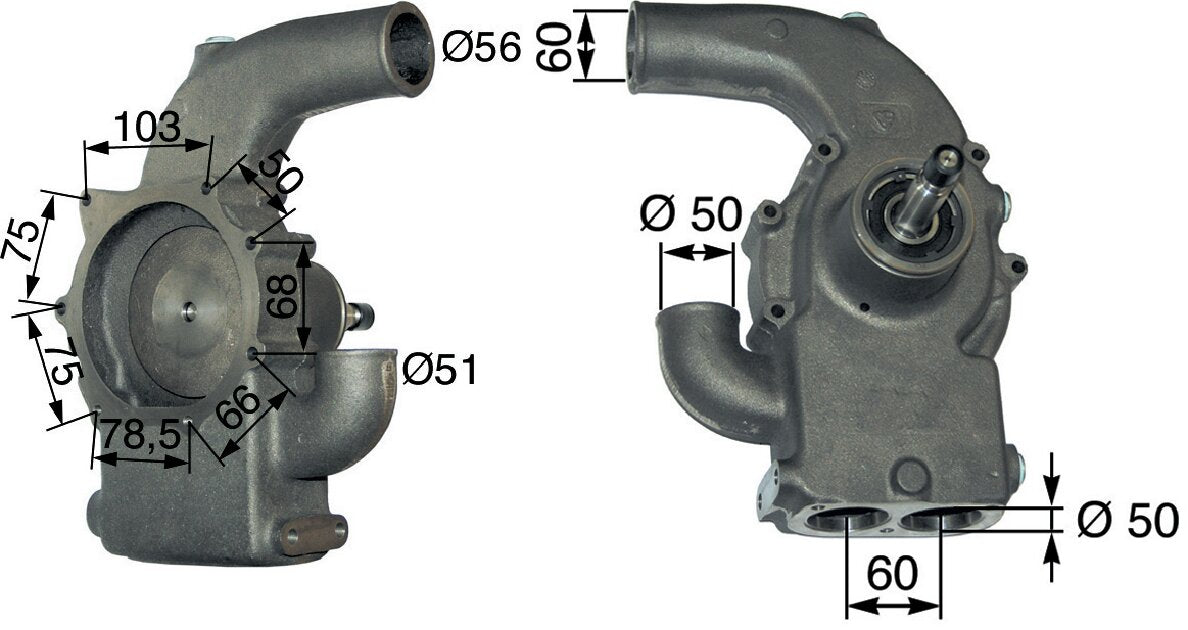 Wasserpumpe mit Dichtung anstelle von Massey Ferguson U5MW0133 GartenShop24 - Hochwertige Gartengeräte