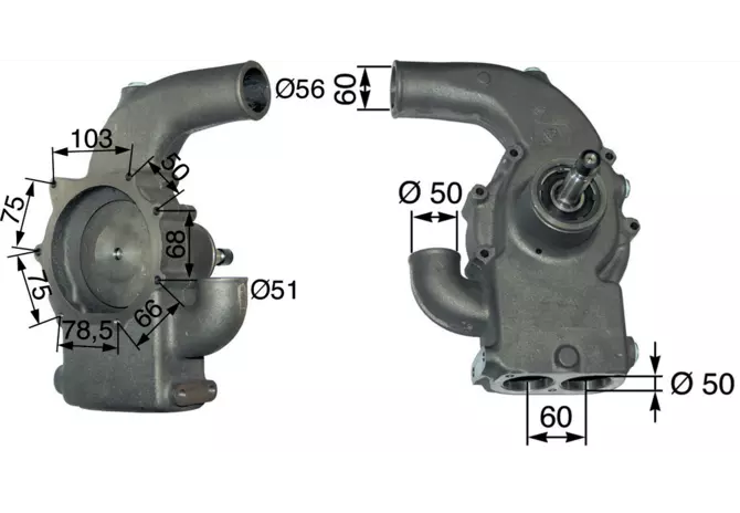 Wasserpumpe mit Dichtung anstelle von Massey Ferguson U5MW0133 GartenShop24 - Hochwertige Gartengeräte