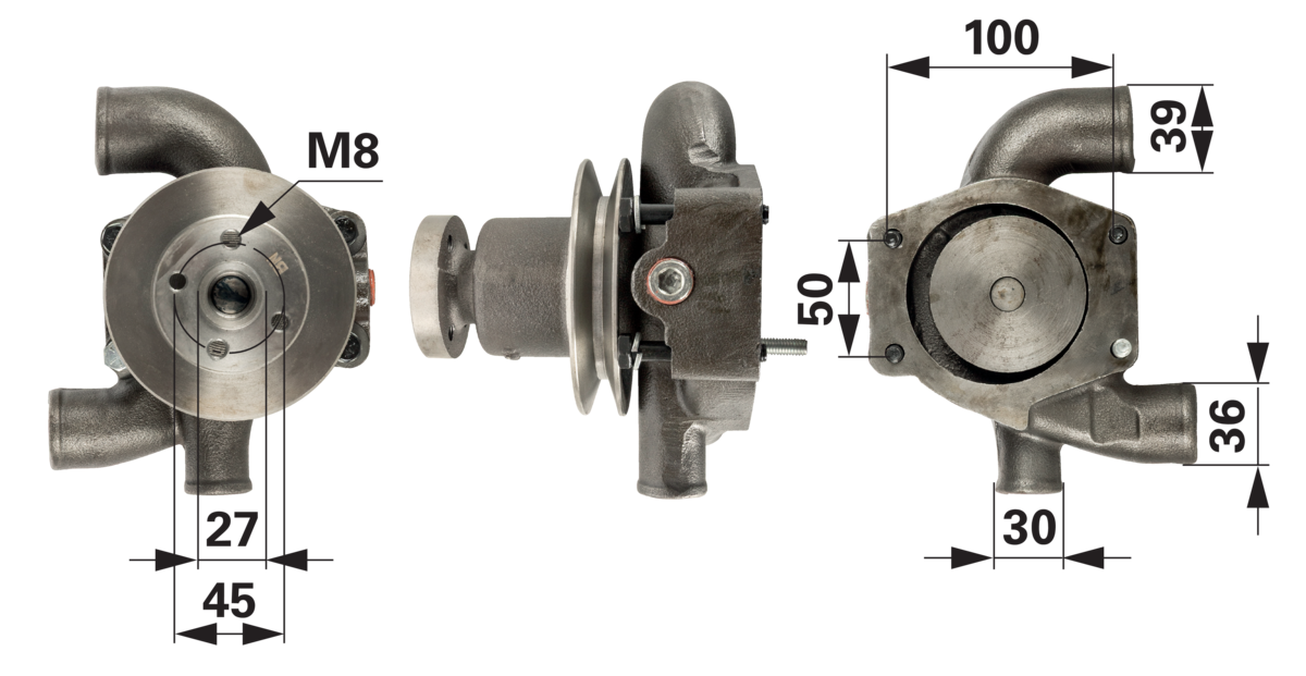 Wasserpumpe anstelle von Massey Ferguson U5MW0023 mit Dichtung GartenShop24 - Hochwertige Gartengeräte