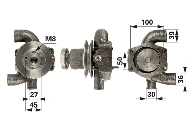 Wasserpumpe anstelle von Massey Ferguson U5MW0023 mit Dichtung GartenShop24 - Hochwertige Gartengeräte