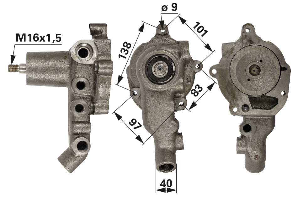 Wasserpumpe mit Dichtung anstelle von Massey Ferguson V83676205 GartenShop24 - Hochwertige Gartengeräte