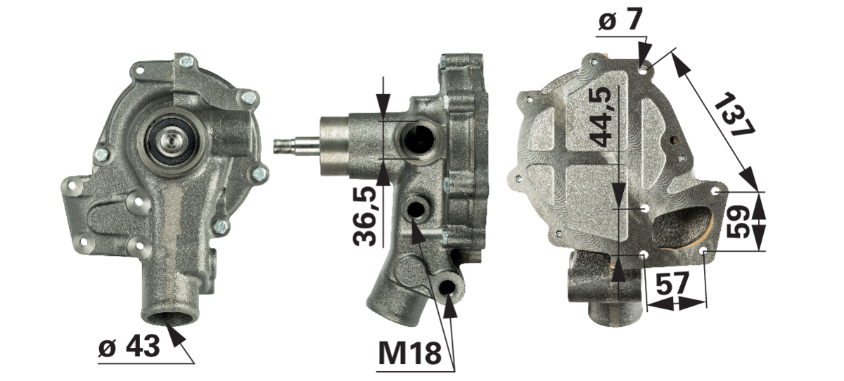 Wasserpumpe anstelle von Massey Ferguson V836864481 mit Dichtung GartenShop24 - Hochwertige Gartengeräte