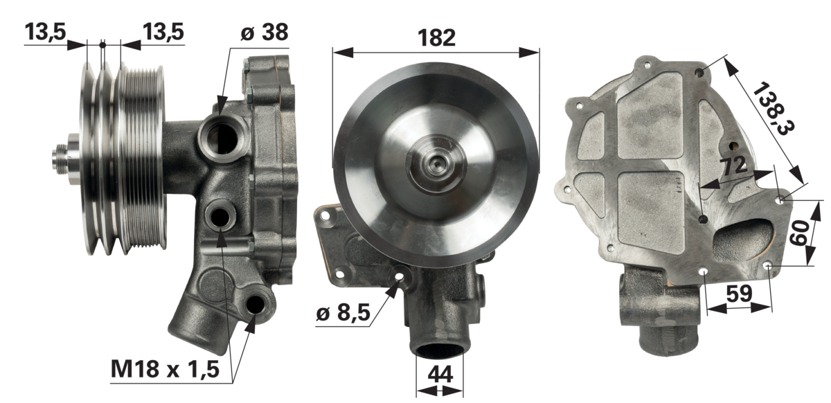 Wasserpumpe mit Dichtung anstelle von Valtra V836867092 GartenShop24 - Hochwertige Gartengeräte