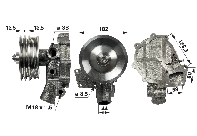 Wasserpumpe mit Dichtung anstelle von Valtra V836867092 GartenShop24 - Hochwertige Gartengeräte