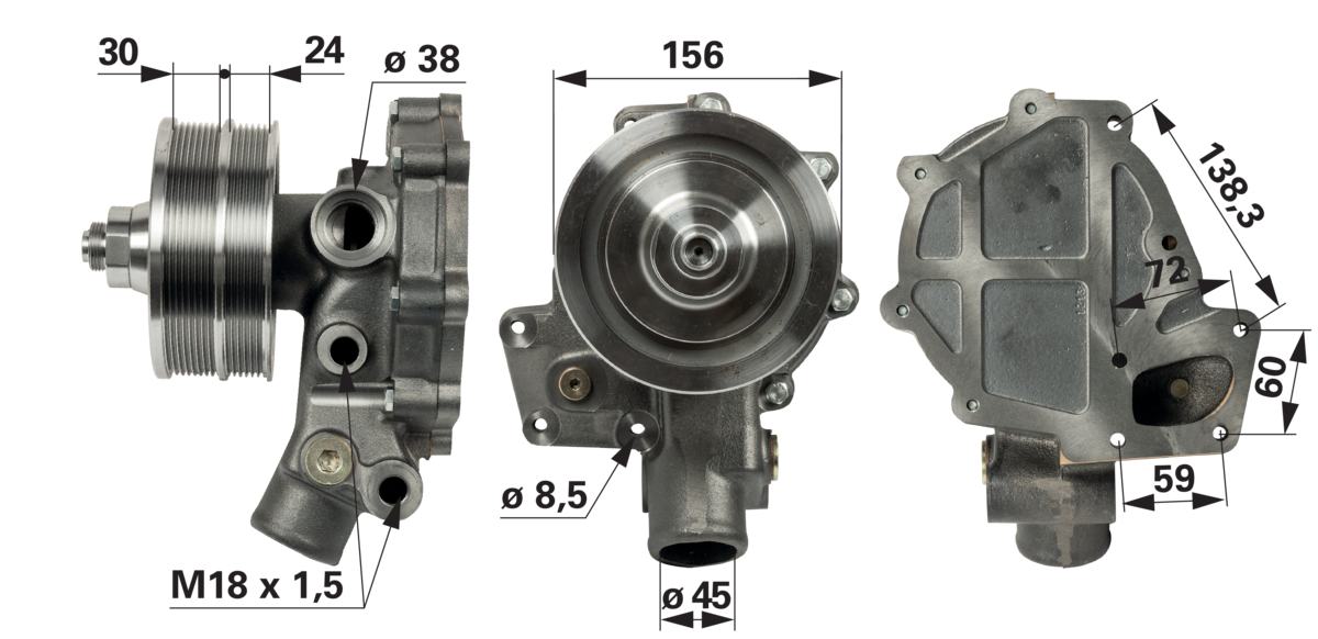 Wasserpumpe mit Dichtung anstelle von Valtra V837079841 GartenShop24 - Hochwertige Gartengeräte