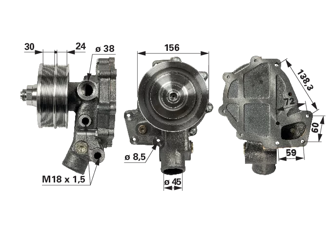 Wasserpumpe mit Dichtung anstelle von Valtra V837079841 GartenShop24 - Hochwertige Gartengeräte