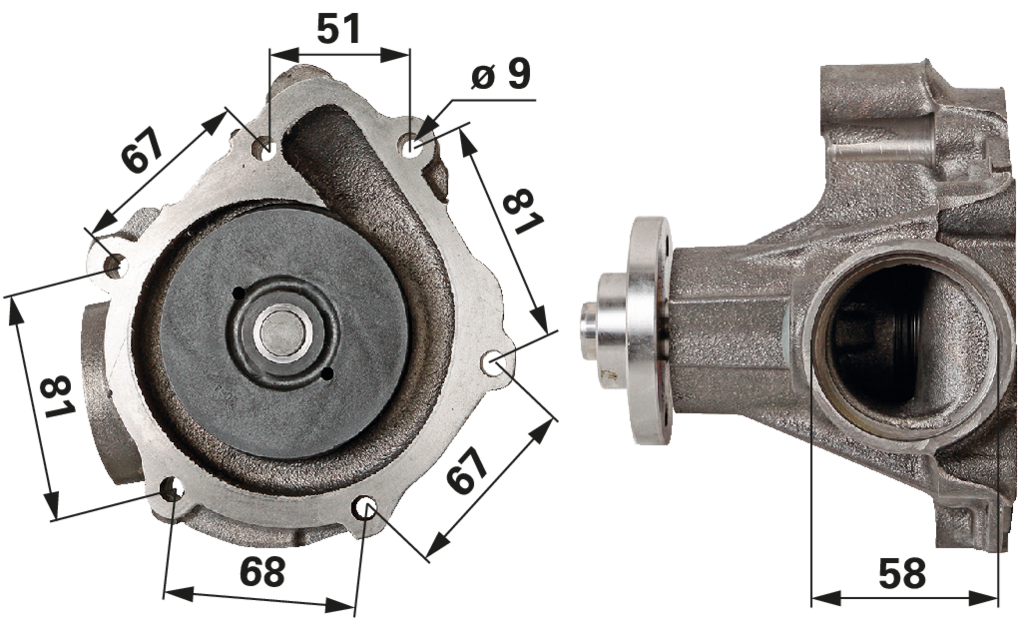 Wasserpumpe anstelle von Deutz-Fahr 02937455 mit Dichtung und 2 O-Ringe GartenShop24 - Hochwertige Gartengeräte