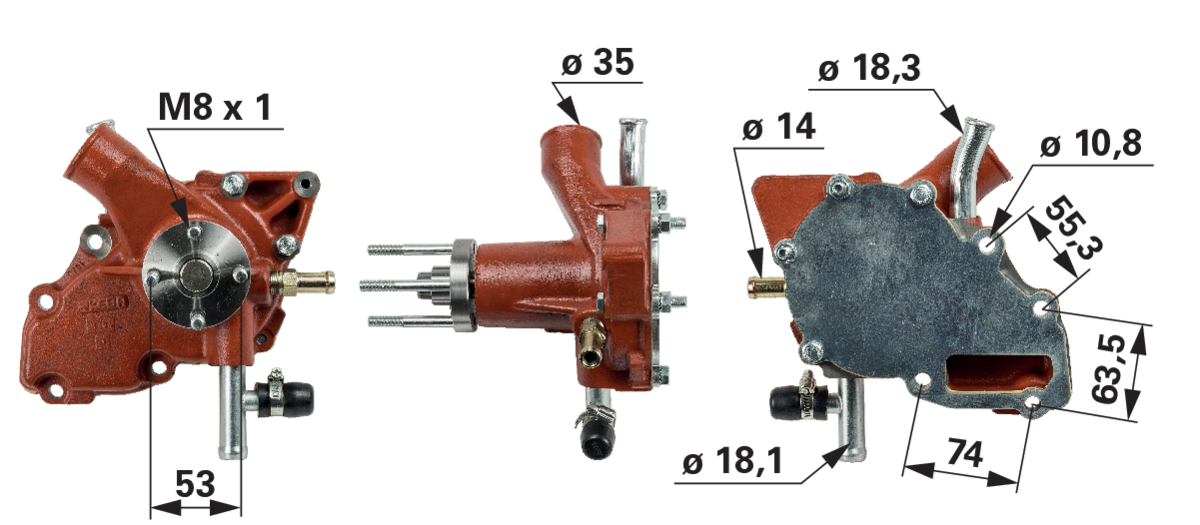 Wasserpumpe mit Dichtung anstelle von SLH 0.010.1137.4/30 GartenShop24 - Hochwertige Gartengeräte