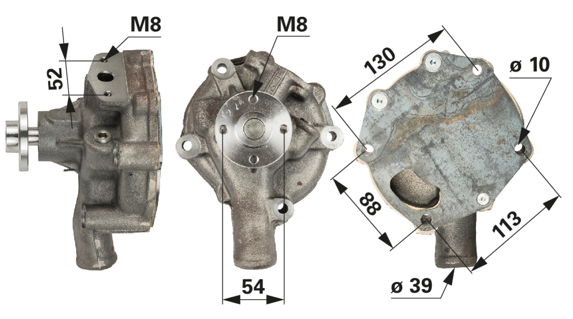 Wasserpumpe anstelle von Kubota 15481-73030 mit Dichtung GartenShop24 - Hochwertige Gartengeräte