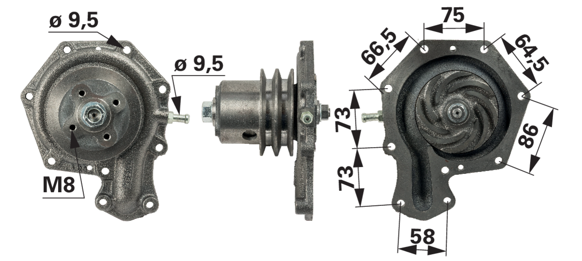 Wasserpumpe mit Dichtung anstelle von Hanomag 1550142830000 GartenShop24 - Hochwertige Gartengeräte
